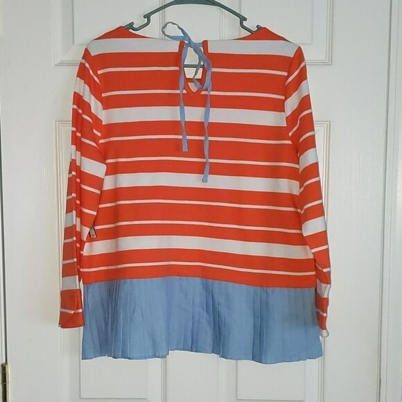 Crown & Ivy baby blue orange white ruffle top - Picture 5 of 6